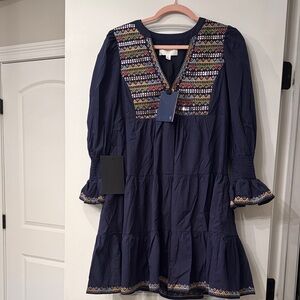 Tuckernuck Navy Dress with Multicolor Embroidery